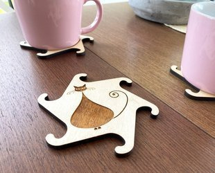 Drewniane podkładki łączone | Koty