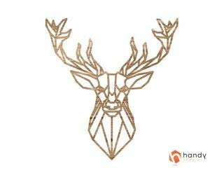 Jeleń / dekoracja geometryczna / drewno