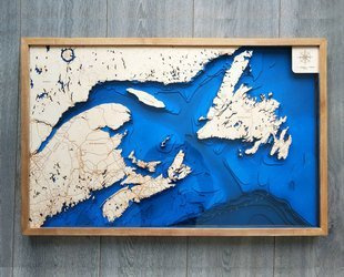 Nowy Brunszwik, Nowa Szkocja, Nowa Funlandia - mapa batymetryczna 3D